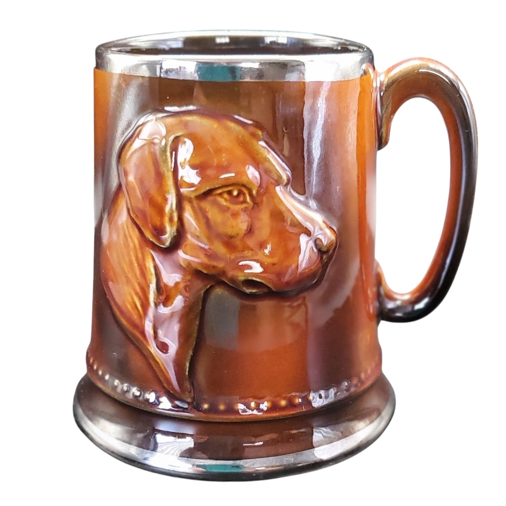 Vintage Brown Ceramic Dog Mug/ Tankard/ Stein. Made in England